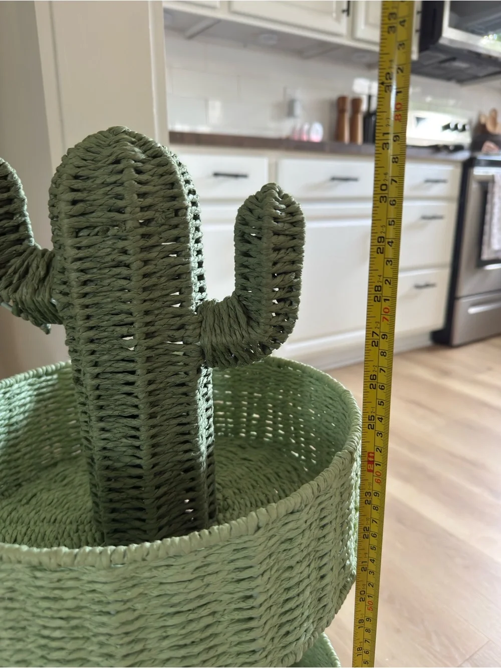 Green Cactus Three-Tier Woven Storage Stand - Home Accents/Party